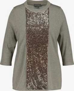 Ulla Popken T-shirts à Manches 3/4 T-shirt Femme Gris Chiné