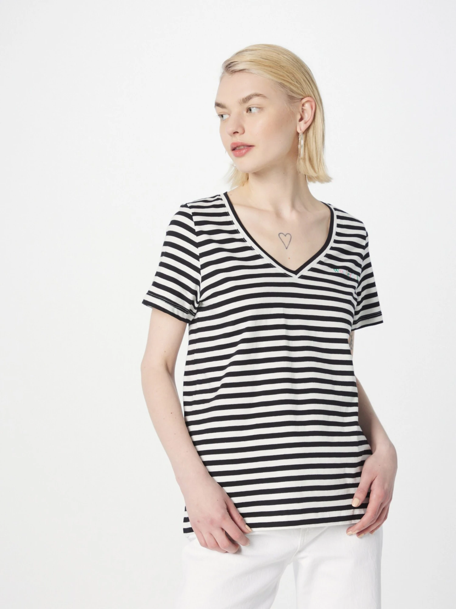 S.Oliver T-shirts T-shirt Femme Noir / Blanc 4 S.Oliver T-shirts T-shirt Femme Noir / Blanc – Image 2