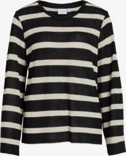 Vila T-shirts à Manches Longues T-shirt Femme Beige / Noir