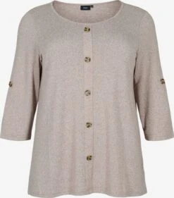 Zizzi T-shirts à Manches 3/4 T-shirt Vlucca Femme Beige Chiné