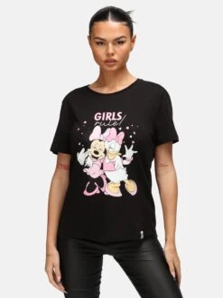 T-shirts T-shirt Disney Girls Rule Slub Femme Noir -Pas Cher Univers T-shirt Magasin 2553c1c83e410579bfd2d78239ccf63a