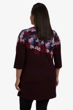 Ulla Popken T-shirts à Manches 3/4 T-shirt Femme Bordeaux -Pas Cher Univers T-shirt Magasin 2de820cdab1c2317f9a1be58e0da3ae2