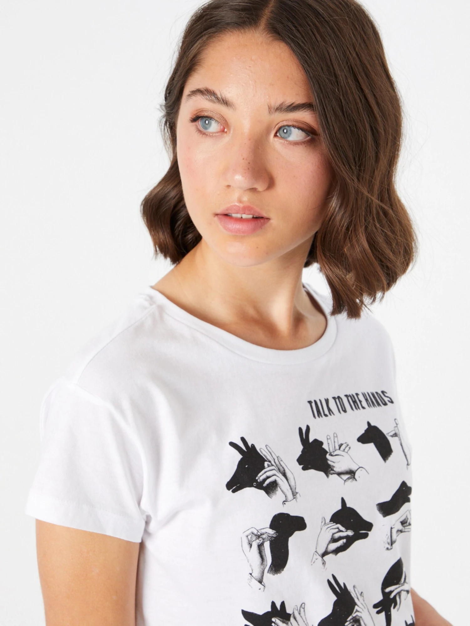 T-shirts T-shirt Talk To The Hand Femme Blanc 9 T-shirts T-shirt Talk To The Hand Femme Blanc – Image 7