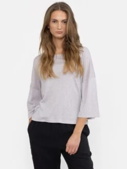 Esmé Studios T-shirts à Manches Longues T-shirt ESMila Loose Femme Gris -Pas Cher Univers T-shirt Magasin 39f7d82200592d22fcbd2cc24b67061e