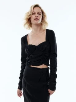 EDITED T-shirts à Manches Longues T-shirt Giorgina Femme Noir -Pas Cher Univers T-shirt Magasin 3a31f1ea5244316fdb39f84455c6398f