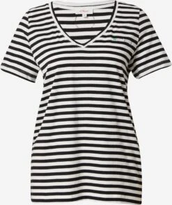 S.Oliver T-shirts T-shirt Femme Noir / Blanc