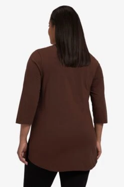 Ulla Popken T-shirts à Manches 3/4 T-shirt Femme Marron -Pas Cher Univers T-shirt Magasin 42937821de6e68b48e038c61488ccd3d