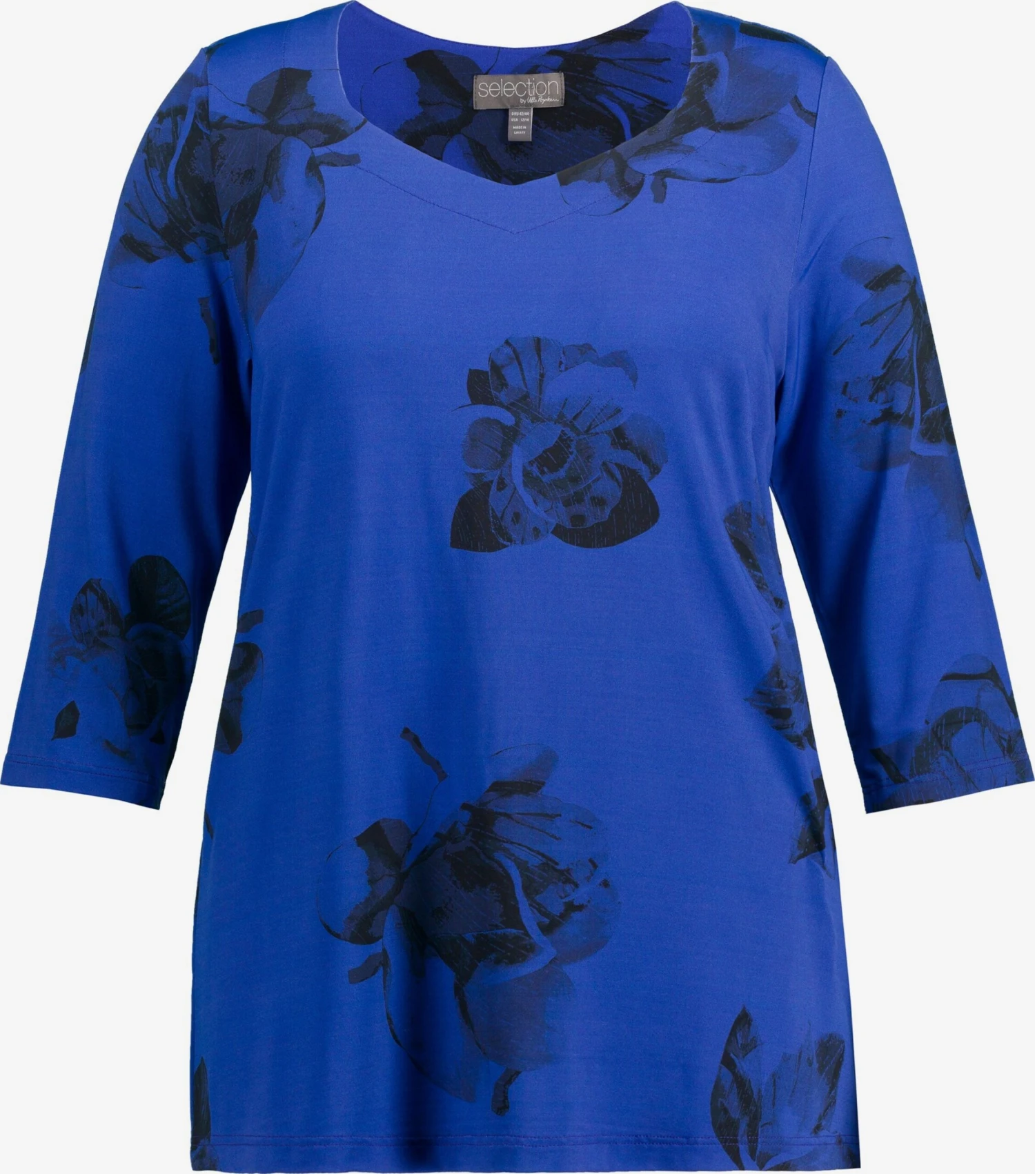 Ulla Popken T-shirts à Manches 3/4 T-shirt Femme Bleu Cobalt 3 Ulla Popken T-shirts à Manches 3/4 T-shirt Femme Bleu Cobalt