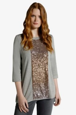 Ulla Popken T-shirts à Manches 3/4 T-shirt Femme Gris Chiné -Pas Cher Univers T-shirt Magasin 4ebb33e39510ea8334e16e3f9879682a