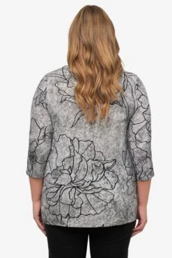 Ulla Popken T-shirts à Manches 3/4 T-shirt Femme Gris Clair -Pas Cher Univers T-shirt Magasin 5db634ffa2b57194938593b10495515b