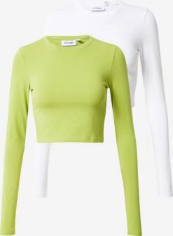 WEEKDAY T-shirts à Manches Longues T-shirt Femme Vert Clair / Blanc