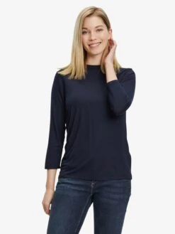 Betty Barclay T-shirts à Manches 3/4 T-shirt Femme Bleu Foncé -Pas Cher Univers T-shirt Magasin 8c4de70c96278b1e49870e5d397cdc69