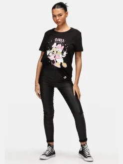 T-shirts T-shirt Disney Girls Rule Slub Femme Noir -Pas Cher Univers T-shirt Magasin 8d7a240a2293a941bbb9e976ac7ef3c0
