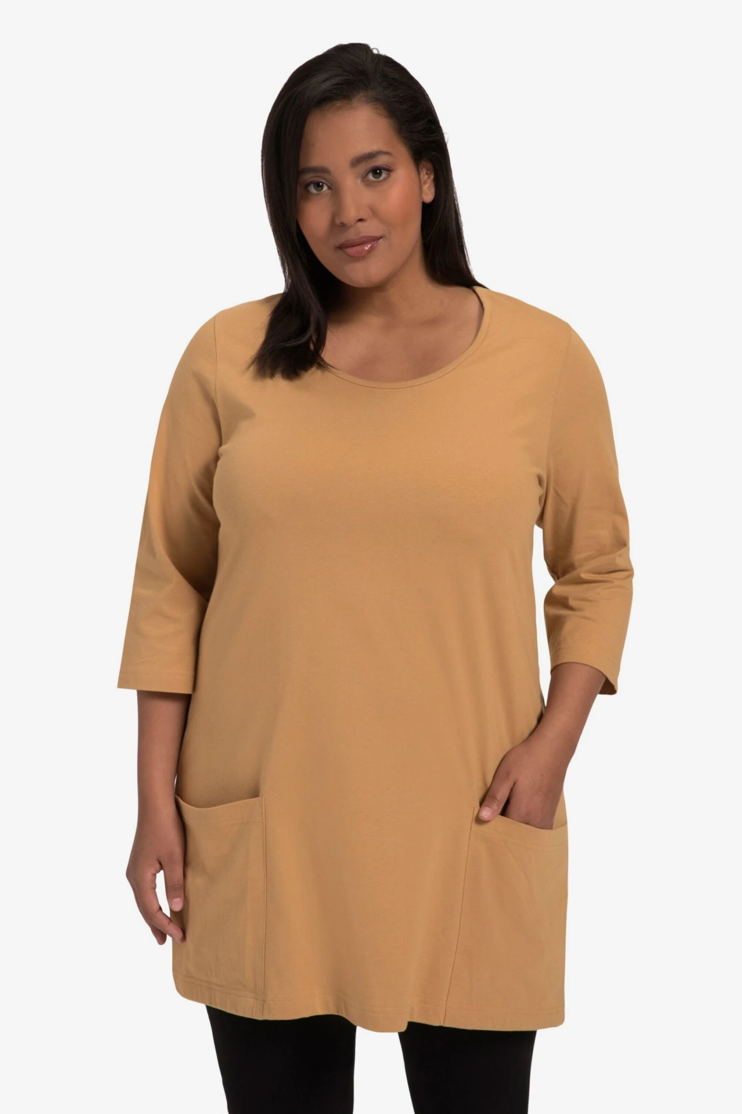 Ulla Popken T-shirts à Manches 3/4 T-shirt Femme Camel 4 Ulla Popken T-shirts à Manches 3/4 T-shirt Femme Camel – Image 2