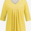 Ulla Popken T-shirts à Manches 3/4 T-shirt Femme Jaune -Pas Cher Univers T-shirt Magasin 9a57e08d292d9625e73596e282098a0a