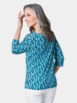 GOLDNER T-shirts à Manches 3/4 T-shirt Femme Bleu -Pas Cher Univers T-shirt Magasin 9aa26ed1907169ff9ffa0432e83468d0