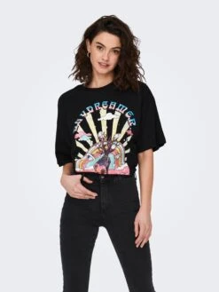 ONLY T-shirts T-shirt LIV Femme Noir -Pas Cher Univers T-shirt Magasin a36c0af0907fadaf35516740902f5ec7