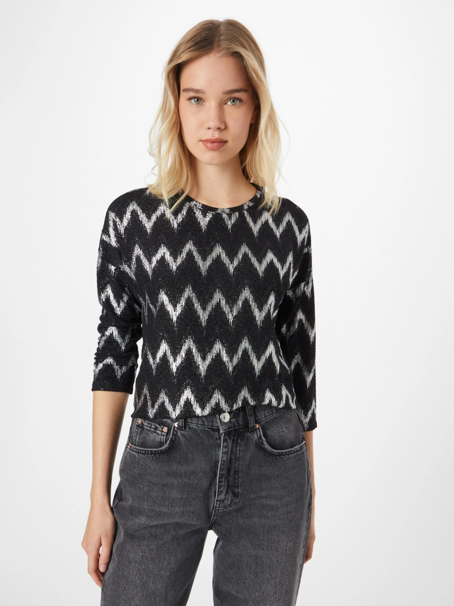 ONLY T-shirts à Manches 3/4 T-shirt NEW QUEEN Femme Noir Chiné 5 ONLY T-shirts à Manches 3/4 T-shirt NEW QUEEN Femme Noir Chiné – Image 3