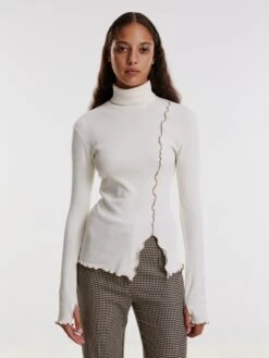 EDITED T-shirts à Manches Longues T-shirt Alisa Femme Marron / Blanc -Pas Cher Univers T-shirt Magasin b09e73adf4f6329c39afc20930ec02ef