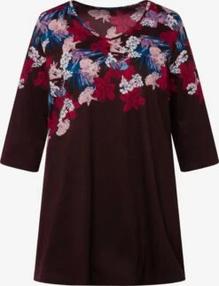 Ulla Popken T-shirts à Manches 3/4 T-shirt Femme Bordeaux