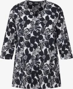 Ulla Popken T-shirts à Manches 3/4 T-shirt Femme Noir / Blanc