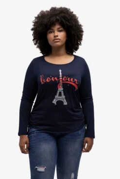 Ulla Popken T-shirts à Manches Longues T-shirt Femme Marine -Pas Cher Univers T-shirt Magasin c12cdfa8ce4180dffcccc3fa0971d6e8