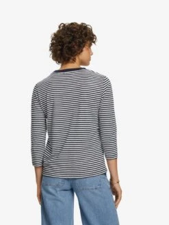 ESPRIT T-shirts à Manches 3/4 T-shirt Femme Bleu Marine / Blanc -Pas Cher Univers T-shirt Magasin c410803a3ad13585f310b1b892def9b7