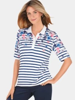 GOLDNER Polos T-shirt Femme Bleu / Blanc -Pas Cher Univers T-shirt Magasin d13b8c2931ca9eb3525e60dc770a0b79