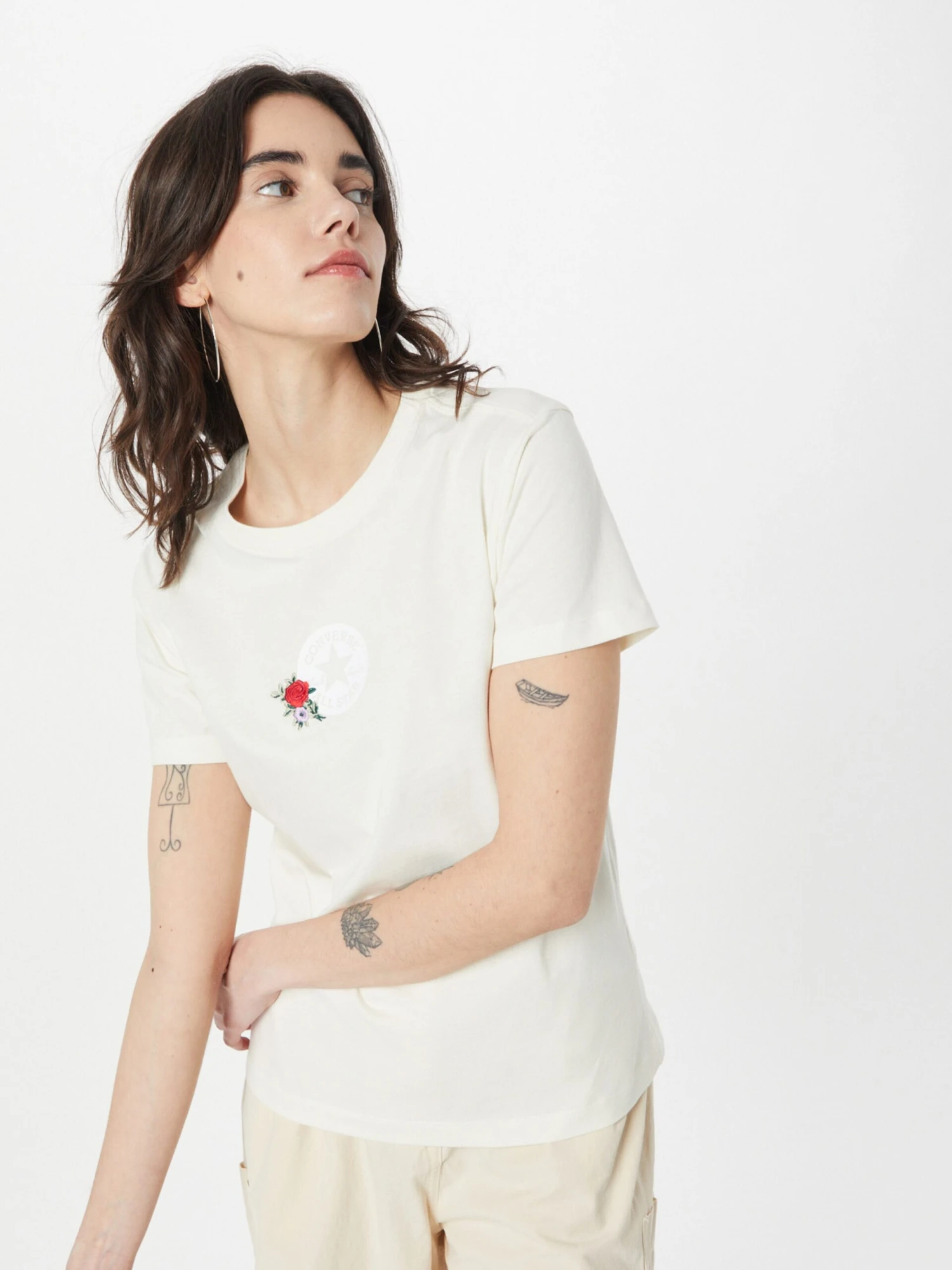 Converse T-shirts T-shirt Gran Femme Beige Clair 5 Converse T-shirts T-shirt Gran Femme Beige Clair – Image 3