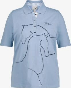 Ulla Popken Polos T-shirt Femme Bleu Marine / Bleu Clair