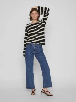 Vila T-shirts à Manches Longues T-shirt Femme Beige / Noir -Pas Cher Univers T-shirt Magasin e15cc655bc267d4605c2e479ceaecf0f