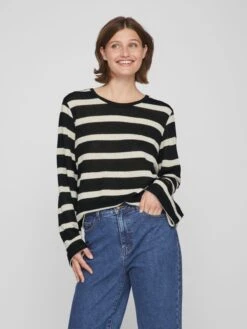 Vila T-shirts à Manches Longues T-shirt Femme Beige / Noir -Pas Cher Univers T-shirt Magasin f9be0184c18eaad8557dc1c9a89700b6