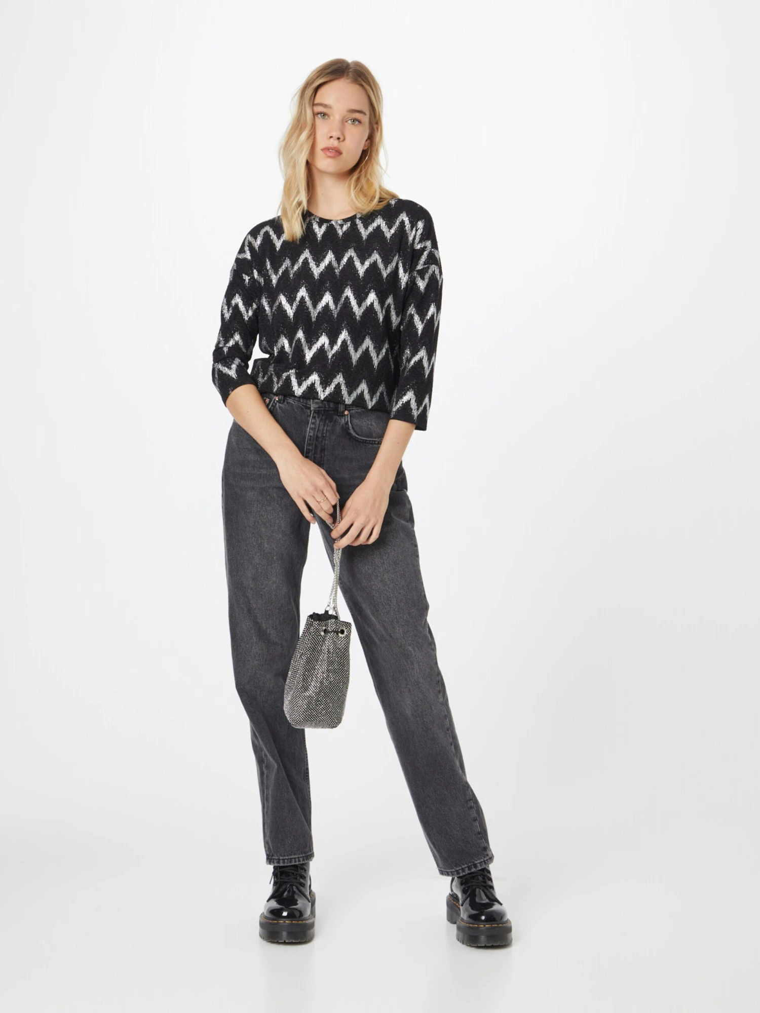 ONLY T-shirts à Manches 3/4 T-shirt NEW QUEEN Femme Noir Chiné 7 ONLY T-shirts à Manches 3/4 T-shirt NEW QUEEN Femme Noir Chiné – Image 5